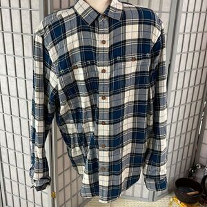 American Eagle Men’s Blue Plaid Long Sleeve Button Up Shirt XL, Slim Fit
